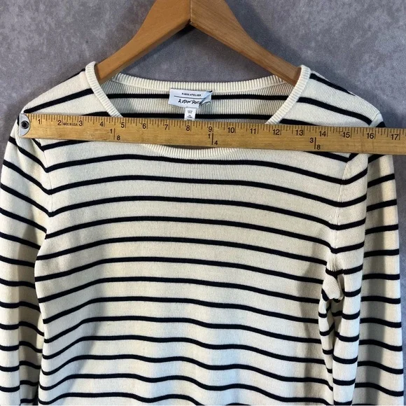 & Other Stories Sweater Womens Medium White Navy Stripe Collared Nautical Sailor - Picture 4 of 10